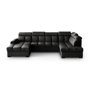 COLTAR MODERN DEOSEBIT, GOMEZ U 330CM, DIN CATIFEA DE CULOARE NEAGRA, CONFORT SPORIT, MARS - Img 5