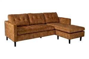 COLTAR MODERN STOCKHOLM 220CM, 3 LOCURI, CU SEZLONG, REALIZAT DIN TEXTIL FOARTE FIN- CATIFEA, CULOARE GALBEN MUSTAR