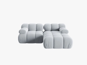 COLTAR MODULAR BELLIS, DREAPTA, 2 LOCURI, 191 CM, ALBASTRU DESCHIS 80, TAPITERIE DIN CATIFEA, DESIGN DEOSEBIT - Img 2