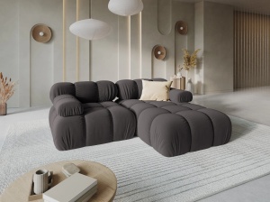 COLTAR MODULAR BELLIS, DREAPTA, 2 LOCURI, 191 CM, GRI INCHIS 97, TAPITERIE DIN CATIFEA, DESIGN DEOSEBIT