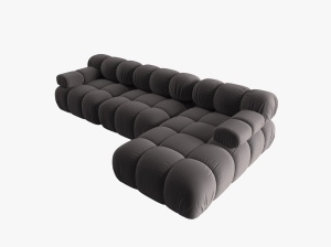 COLTAR MODULAR BELLIS, DREAPTA, 3 LOCURI, 285 CM, GRI INCHIS 97, TAPITERIE DIN CATIFEA, DESIGN DEOSEBIT - Img 4