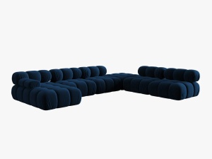 COLTAR MODULAR BELLIS, DREAPTA, 6 LOCURI, 379 CM, ALBASTRU 81, TAPITERIE DIN CATIFEA, DESIGN DEOSEBIT - Img 4