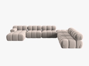 COLTAR MODULAR BELLIS, DREAPTA, 6 LOCURI, 379 CM, BEJ 16, TAPITERIE DIN CATIFEA, DESIGN DEOSEBIT - Img 3