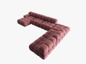 COLTAR MODULAR BELLIS, DREAPTA, 6 LOCURI, 379 CM, ROZ 63, TAPITERIE DIN CATIFEA, DESIGN DEOSEBIT - Img 3