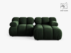 COLTAR MODULAR BELLIS, PE DREAPTA, VERDE SMARALD, CU TAPITERIE DIN CATIFEA VENUS, MICADONI