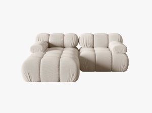 COLTAR MODULAR BELLIS, PE STANGA, BEJ DESCHIS, CU TAPITERIE DIN TEXTIL 3D SONIC, MICADONI