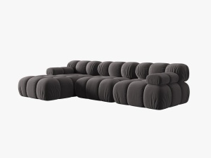 COLTAR MODULAR BELLIS, STANGA, 3 LOCURI, 285 CM, GRI INCHIS 97, TAPITERIE DIN CATIFEA, DESIGN DEOSEBIT - Img 4
