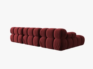 COLTAR MODULAR BELLIS, STANGA, 3 LOCURI, 285 CM, ROSU INCHIS 59, TAPITERIE DIN CATIFEA, DESIGN DEOSEBIT - Img 2
