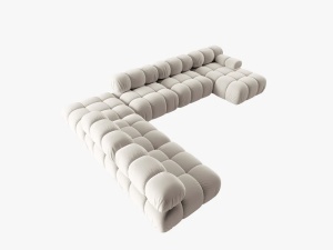 COLTAR MODULAR BELLIS, STANGA, 6 LOCURI, 379 CM, BEJ DESCHIS 21, TAPITERIE DIN CATIFEA, DESIGN DEOSEBIT - Img 4
