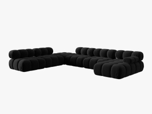 COLTAR MODULAR BELLIS, STANGA, 6 LOCURI, 379 CM, NEGRU 100, TAPITERIE DIN CATIFEA, DESIGN DEOSEBIT - Img 4
