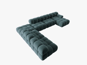 COLTAR MODULAR BELLIS, STANGA, 6 LOCURI, 379 CM, VERDE PETROL 87, TAPITERIE DIN CATIFEA, DESIGN DEOSEBIT - Img 4