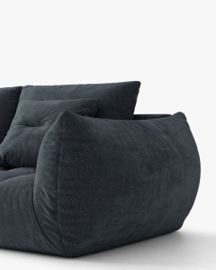 COLTAR MODULAR BLOOM, PE DREAPTA, ALBASTRU MARIN, 327 CM, CU TAPITERIE DIN TEXTIL STRUCTURAT WIND, MICADONI - Img 4