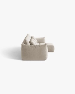 COLTAR MODULAR BLOOM, PE DREAPTA, BEJ DESCHIS, 327 CM, CU TAPITERIE DIN TEXTIL CATIFEA CASINO, MICADONI - Img 3