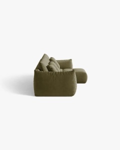 COLTAR MODULAR BLOOM, PE DREAPTA, VERDE DESCHIS, 327 CM, CU TAPITERIE DIN TEXTIL CATIFEA CASINO, MICADONI - Img 3