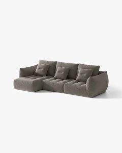 COLTAR MODULAR BLOOM, PE STANGA, GRI, 327 CM, CU TAPITERIE DIN TEXTIL CATIFEA CASINO, MICADONI - Img 2