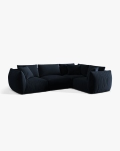 COLTAR MODULAR CHRIS, PE DREAPTA, 210X295, ALBASTRU ROYAL, CU TAPITERIE DIN TEXTIL CATIFEA CASINO, MICADONI - Img 2