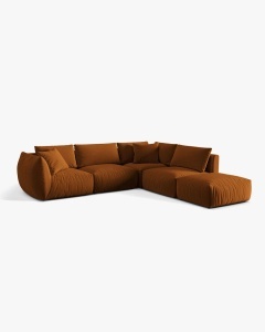 COLTAR MODULAR CHRIS, PE DREAPTA, 290X295, CARAMIZIU, CU TAPITERIE DIN TEXTIL CATIFEA CASINO, MICADONI - Img 2