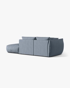 COLTAR MODULAR CHRIS, PE DREAPTA, 315X100, ALBASTRU PAL, CU TAPITERIE DIN TEXTIL STRUCTURAT LINS, MICADONI - Img 2