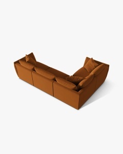 COLTAR MODULAR CHRIS, PE STANGA, 210X295, CARAMIZIU, CU TAPITERIE DIN TEXTIL CATIFEA CASINO, MICADONI - Img 3