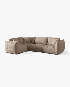 COLTAR MODULAR CHRIS, PE STANGA, 210X295, NISIPIU, CU TAPITERIE DIN TEXTIL STRUCTURAT LINS, MICADONI - Img 3