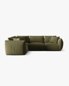 COLTAR MODULAR CHRIS, PE STANGA, 210X295, VERDE DESCHIS, CU TAPITERIE DIN TEXTIL CATIFEA CASINO, MICADONI