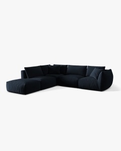 COLTAR MODULAR CHRIS, PE STANGA, 290X295, ALBASTRU ROYAL, CU TAPITERIE DIN TEXTIL CATIFEA CASINO, MICADONI - Img 2