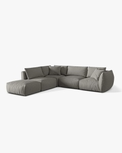 COLTAR MODULAR CHRIS, PE STANGA, 290X295, GRI CALD, CU TAPITERIE DIN TEXTIL STRUCTURAT LINS, MICADONI - Img 2