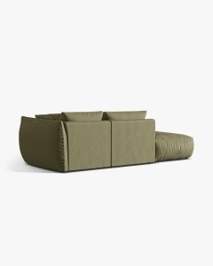 COLTAR MODULAR CHRIS, PE STANGA, 315X100, VERDE DESCHIS, CU TAPITERIE DIN TEXTIL STRUCTURAT LINS, MICADONI - Img 2