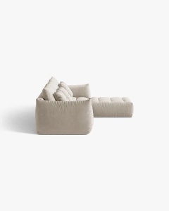 COLTAR MODULAR, CU 2 LOCURI, BLOOM, BEJ DESCHIS, 327 CM, CU TAPITERIE DIN TEXTIL CATIFEA CASINO, MICADONI - Img 3