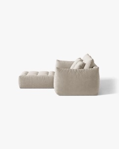 COLTAR MODULAR, CU 2 LOCURI, BLOOM, BEJ DESCHIS, 327 CM, CU TAPITERIE DIN TEXTIL STRUCTURAT WIND, MICADONI - Img 3