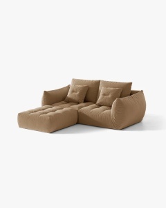 COLTAR MODULAR, CU 2 LOCURI, BLOOM, BEJ MIGDALA, 327 CM, CU TAPITERIE DIN TEXTIL STRUCTURAT WIND, MICADONI - Img 2