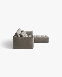 COLTAR MODULAR, CU 2 LOCURI, BLOOM, GRI, 327 CM, CU TAPITERIE DIN TEXTIL CATIFEA CASINO, MICADONI - Img 3