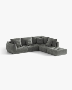 COLTAR MODULAR, CU 4 LOCURI, BLOOM, PE DREAPTA, GRI INCHIS, 316 CM, CU TAPITERIE DIN TEXTIL STRUCTURAT WIND, MICADONI - Img 2
