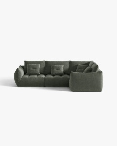 COLTAR MODULAR, CU 4 LOCURI, BLOOM, PE DREAPTA, VERDE MUSCHI, 316 CM, CU TAPITERIE DIN TEXTIL STRUCTURAT WIND, MICADONI