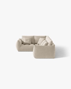COLTAR MODULAR, CU 4 LOCURI, BLOOM, PE STANGA, BEJ DESCHIS, 316 CM, CU TAPITERIE DIN TEXTIL STRUCTURAT WIND, MICADONI - Img 3