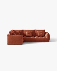 COLTAR MODULAR, CU 4 LOCURI, BLOOM, PE STANGA, CARAMIZIU, 316 CM, CU TAPITERIE DIN TEXTIL STRUCTURAT WIND, MICADONI