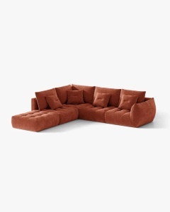 COLTAR MODULAR, CU 4 LOCURI, BLOOM, PE STANGA, CARAMIZIU, 316 CM, CU TAPITERIE DIN TEXTIL STRUCTURAT WIND, MICADONI - Img 2