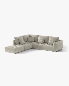 COLTAR MODULAR, CU 4 LOCURI, BLOOM, PE STANGA, GRI DESCHIS, 316 CM, CU TAPITERIE DIN TEXTIL STRUCTURAT WIND, MICADONI - Img 2