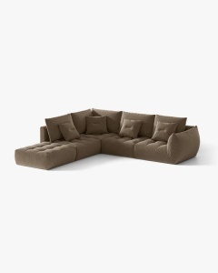 COLTAR MODULAR, CU 4 LOCURI, BLOOM, PE STANGA, MARO DESCHIS, 316 CM, CU TAPITERIE DIN TEXTIL CATIFEA CASINO, MICADONI - Img 2