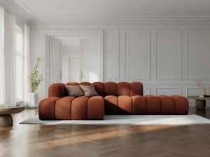 COLTAR MODULAR LUPIN, STANGA, 5 LOCURI, 294 CM, SCORTISOARA 44, TAPITERIE CHENILLE, DESIGN DEOSEBIT - Img 1