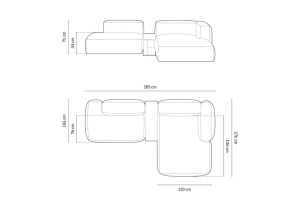 COLTAR MODULAR MARTINA DREAPTA, 2 LOCURI, 285 CM, DIVERSE CULORI SI MATERIALE, DESIGN DEOSEBIT - Img 19