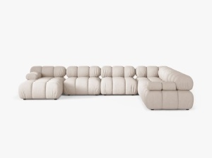 COLTAR MODULAR PANORAMIC BELLIS, PE DREAPTA, BEJ, CU TAPITERIE DIN TEXTIL STRUCTURAT LIBERTY, MICADONI - Img 2