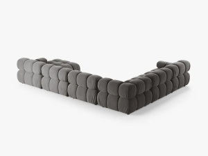 COLTAR MODULAR PANORAMIC BELLIS, PE STANGA, GRI DESCHIS, CU TAPITERIE DIN CATIFEA BLUVEL, MICADONI - Img 3