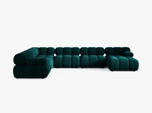 COLTAR MODULAR PANORAMIC BELLIS, PE STANGA PETROL INTENS, CU TAPITERIE DIN CATIFE VENUS, MICADONI - Img 2