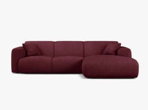 COLTAR MOLINO, 225 CM, PE DREAPTA, BORDO, CU TAPITERIE DIN TEXTIL CHENILLE REBEL, MICADONI