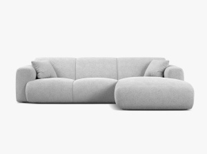 COLTAR MOLINO, 225 CM, PE DREAPTA, GRI DESCHIS, CU TAPITERIE DIN TEXTIL BOUCLE BALOO, MICADONI