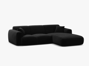 COLTAR MOLINO, 225 CM, PE DREAPTA, NEGRU, CU TAPITERIE DIN TEXTIL CATIFEA CASINO, MICADONI - Img 2