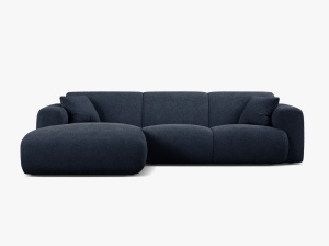 COLTAR MOLINO, 225 CM, PE STANGA, ALBASTRU INCHIS, CU TAPITERIE DIN TEXTIL BOUCLE BALOO, MICADONI