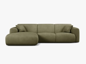 COLTAR MOLINO, 225 CM, PE STANGA, VERDE DESCHIS, CU TAPITERIE DIN TEXTIL CHENILLE REBEL, MICADONI