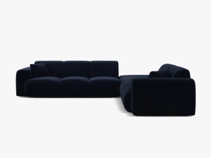 COLTAR MOLINO, 315 CM, PE DREAPTA, ALBASTRU ROYAL, CU TAPITERIE DIN TEXTIL CATIFEA VELVET CASINO, MICADONI - Img 2